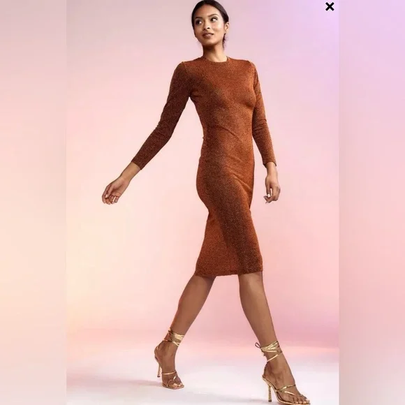 Cynthia Rowley copper metallic tease sheer dress X-small NWT - Picture 1 of 10